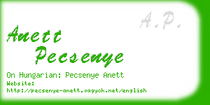 anett pecsenye business card